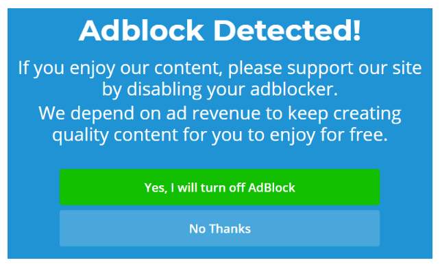 Adblockers and pop-ups